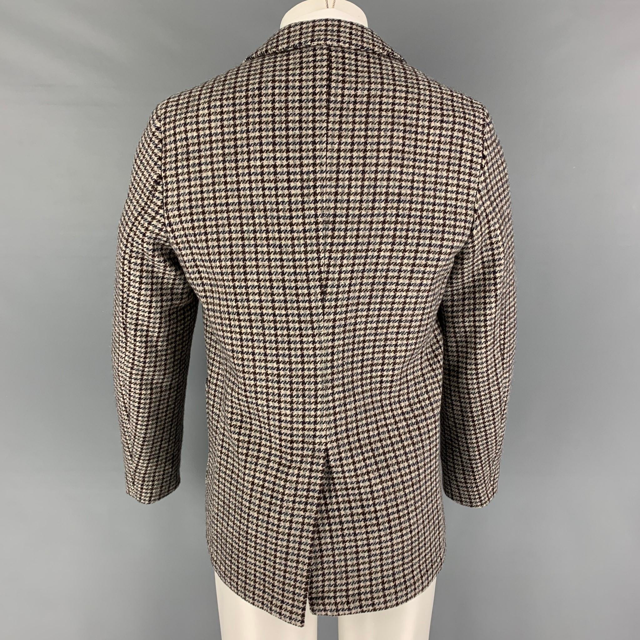 OFFICINE GENERALE Size 38 Grey Brown Navy Plaid Wool Sport Coat In Excellent Condition In San Francisco, CA