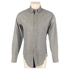 OFFICINE GENERALE Size M Black White Checkered Flannel Long Sleeve Shirt