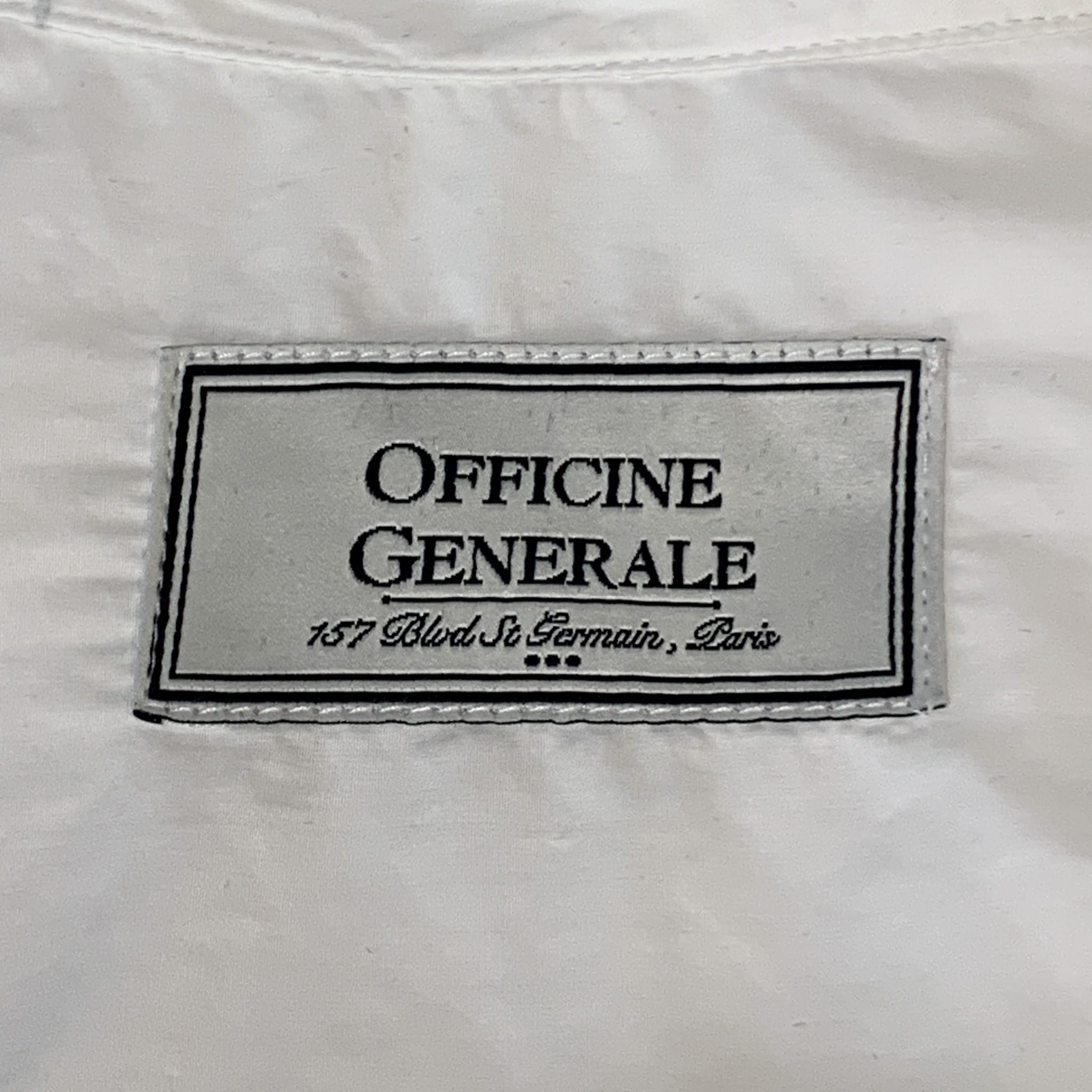 Men's OFFICINE GENERALE Size S White Cotton Nehru Collar Long Sleeve Shirt