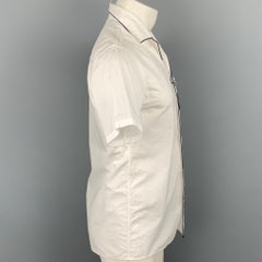 OFFICINE GENERALE Size S White Seersucker Cotton Short Sleeve Shirt