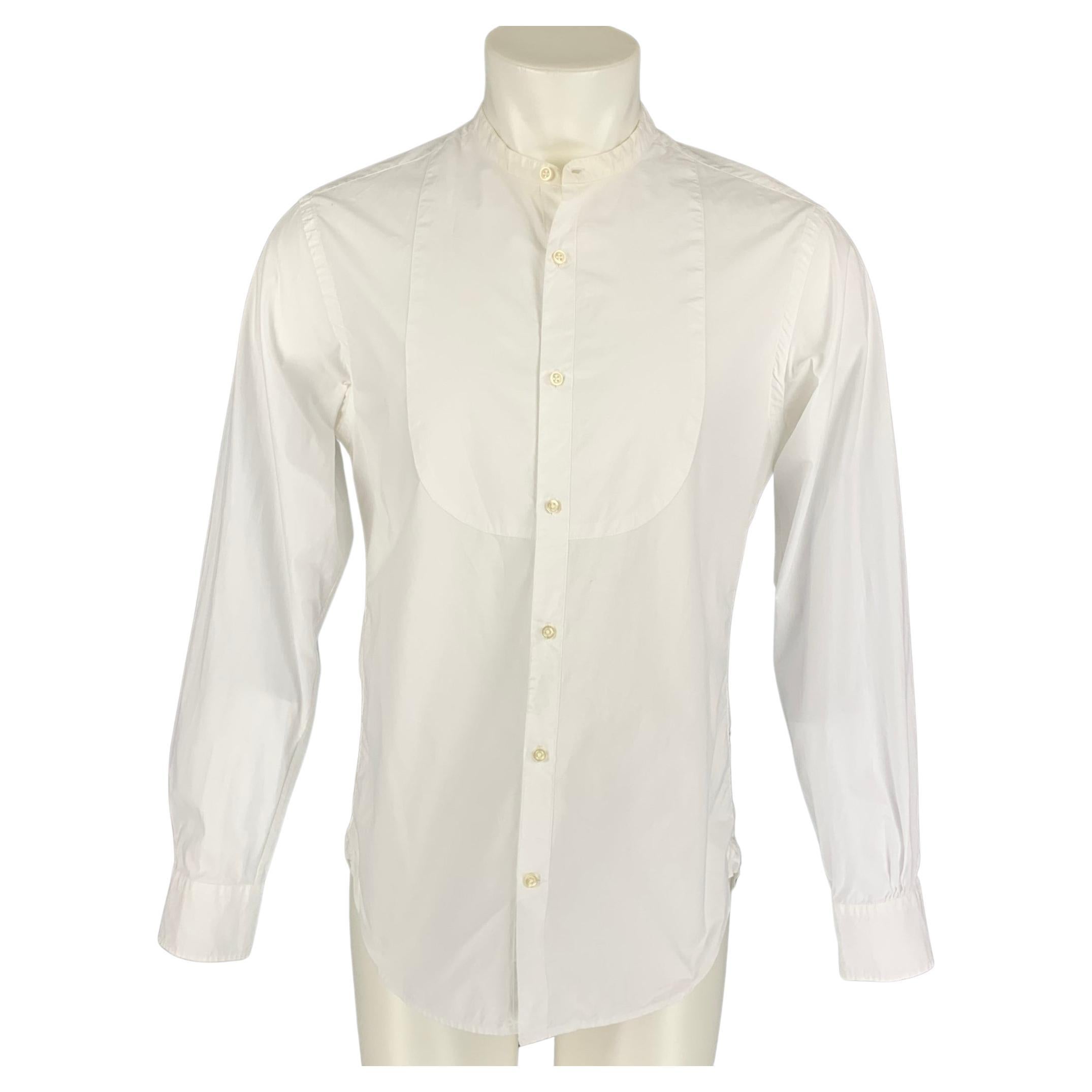 OFFICINE GENERALE x BARNEY'S NEW YORK Size M White Cotton Nehru Collar Shirt