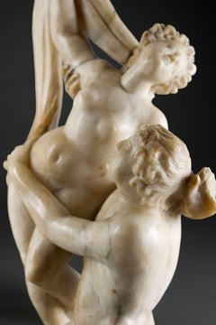Italian Neoclassical Sculptural Group in Alabaster "The Rape of the Sabine Women" 18th