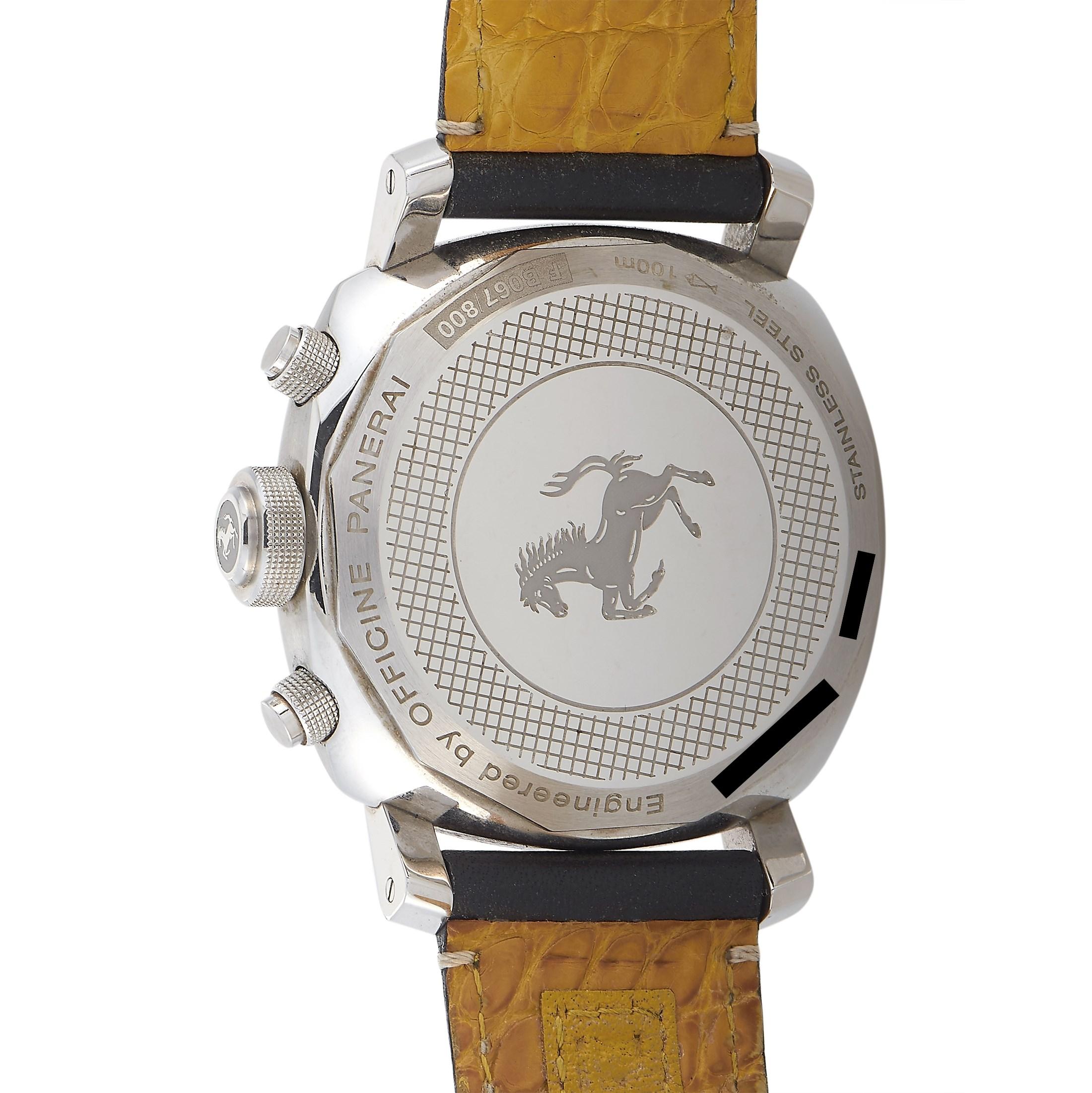 Officine Panerai Ferrari Scuderia Chronograph Watch Model FER00008 In Excellent Condition In Southampton, PA