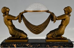 Offrande Art Deco Table Lamp Kneeling ladies Fayral & Daum Le Faguays Le Verrier