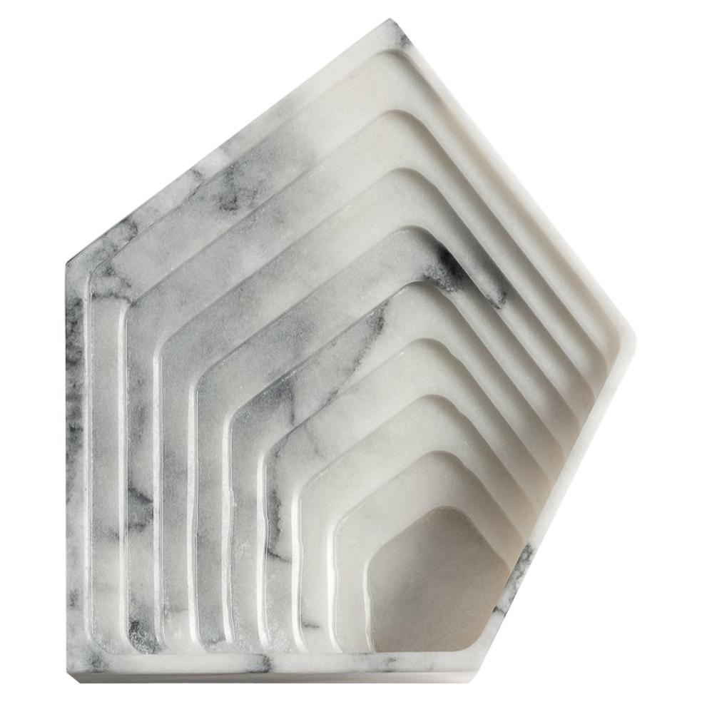 21st Century Modern Portuguese "Pele de Tigre" White Marble  Pentagonal Tray For Sale