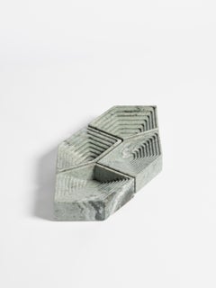 21st Century Modern Portuguese "Pele de Tigre" White Marble  Pentagonal Tray