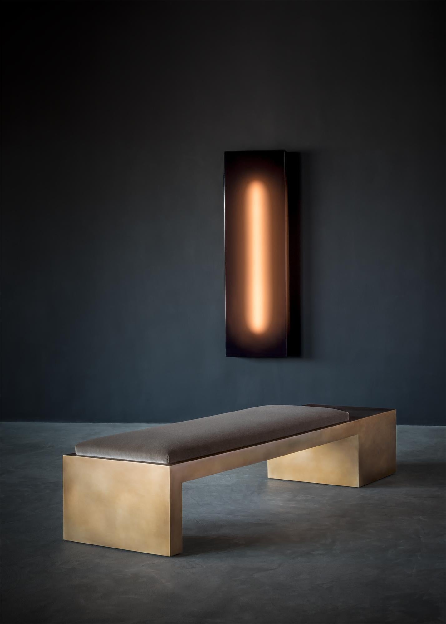 It is rare to find objects that combine Minimalist austerity with a luxurious sensibility. Offset Cube balances these two opposing qualities skillfully. Equally conceptual and functional, this sculptural bronze bench is characterized by a quiet