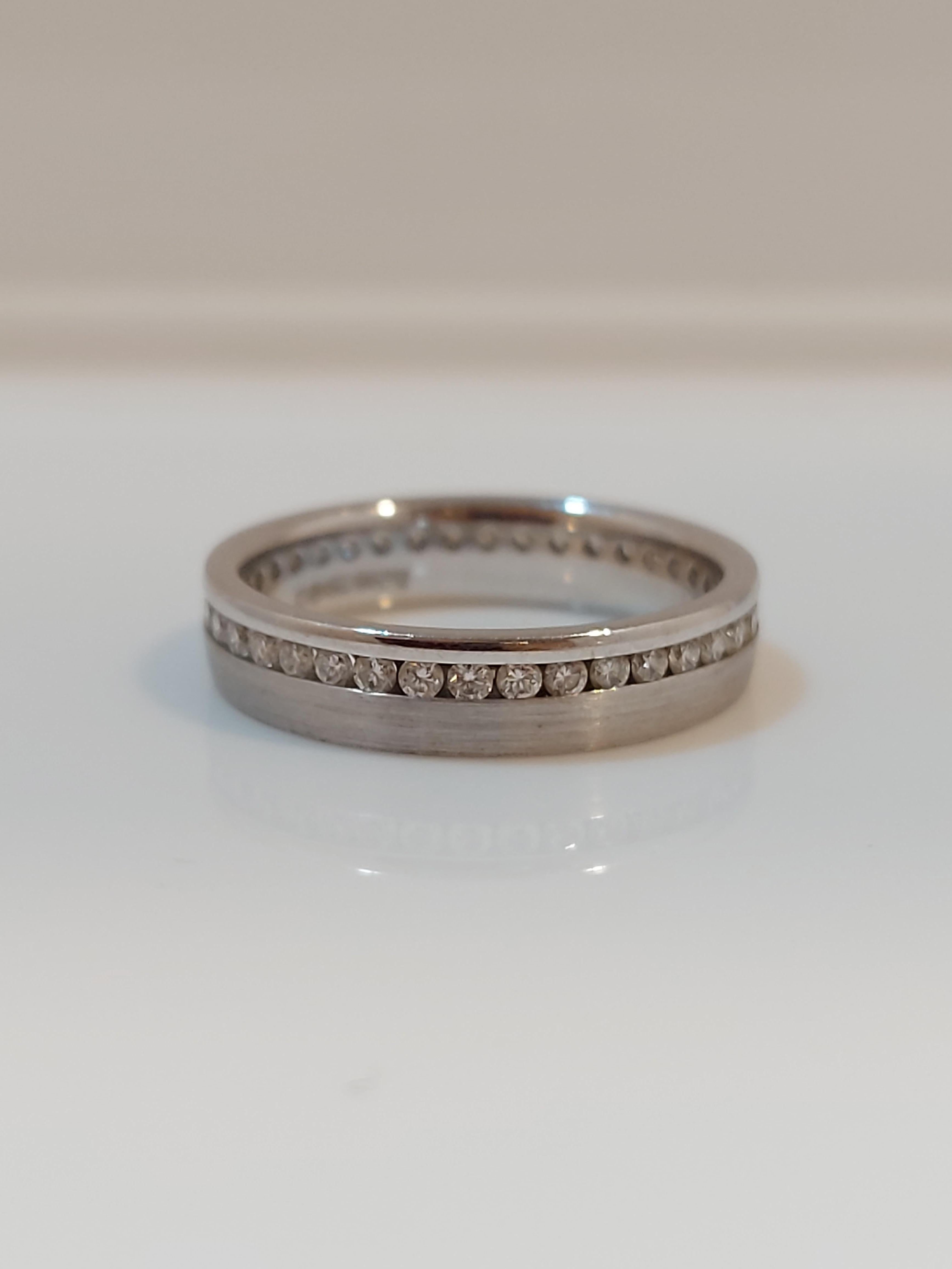 Contemporary Offset Diamond Band Ring For Sale