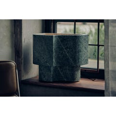 Irregular Top Deep Green Marble Offset Lamp by Henry Wilson