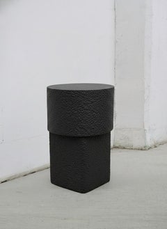 Offset Monolithic Side Table Black Textured Basalt Finish By Sidani Design