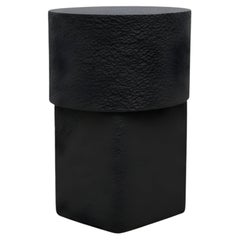 Offset Monolithic Side Table Black Textured Basalt Finish By Sidani Design