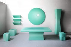 Offset Round Epoxy Resin Wall Sculpture / Decor in Turquoise / Green by Facture