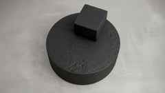 Offset Sculptural Coffee Table With Raised Cube In Black Basalt By Sidani Design