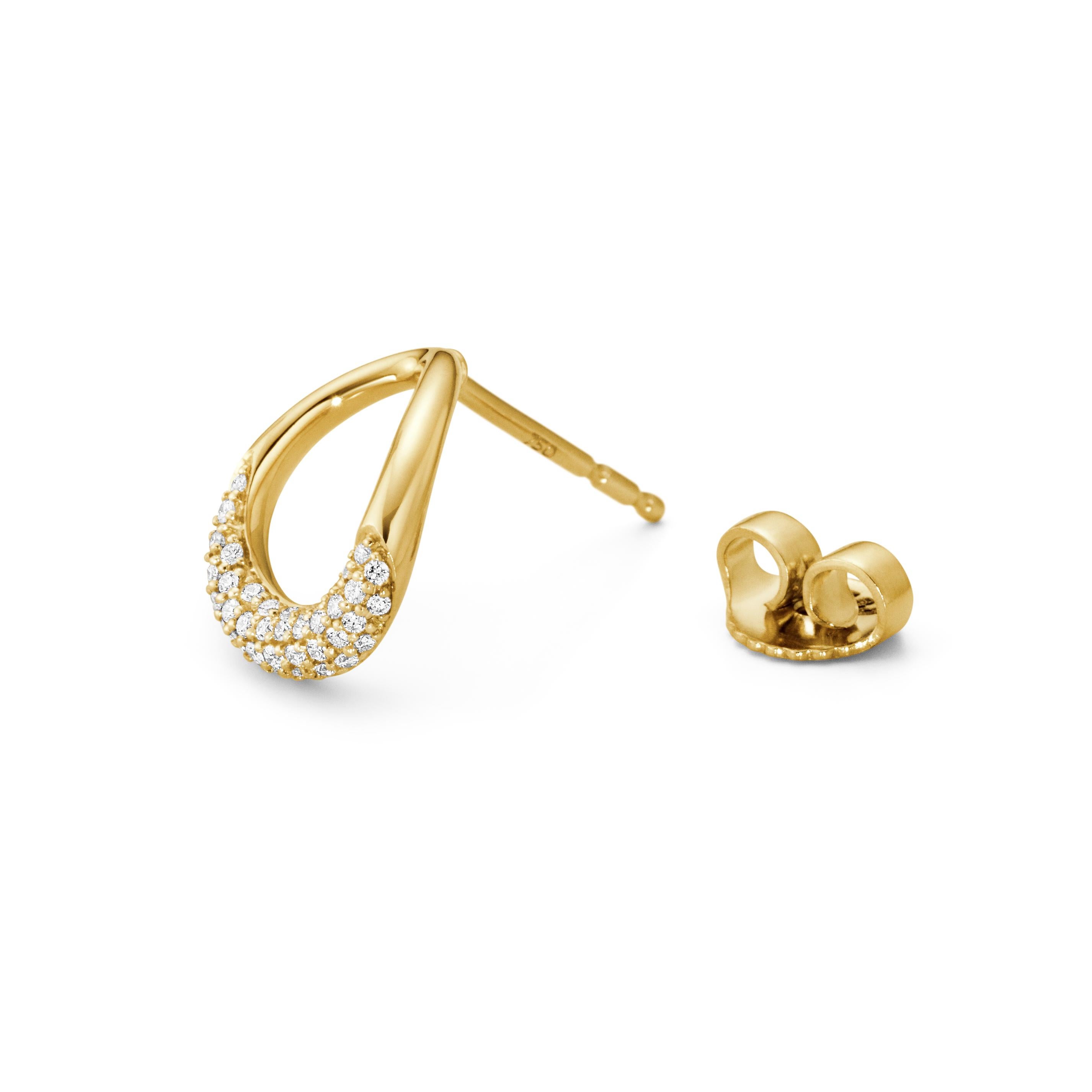 Modern Offspring Earstud 1433D Yellow Gold Diamond Pave 0.19 For Sale