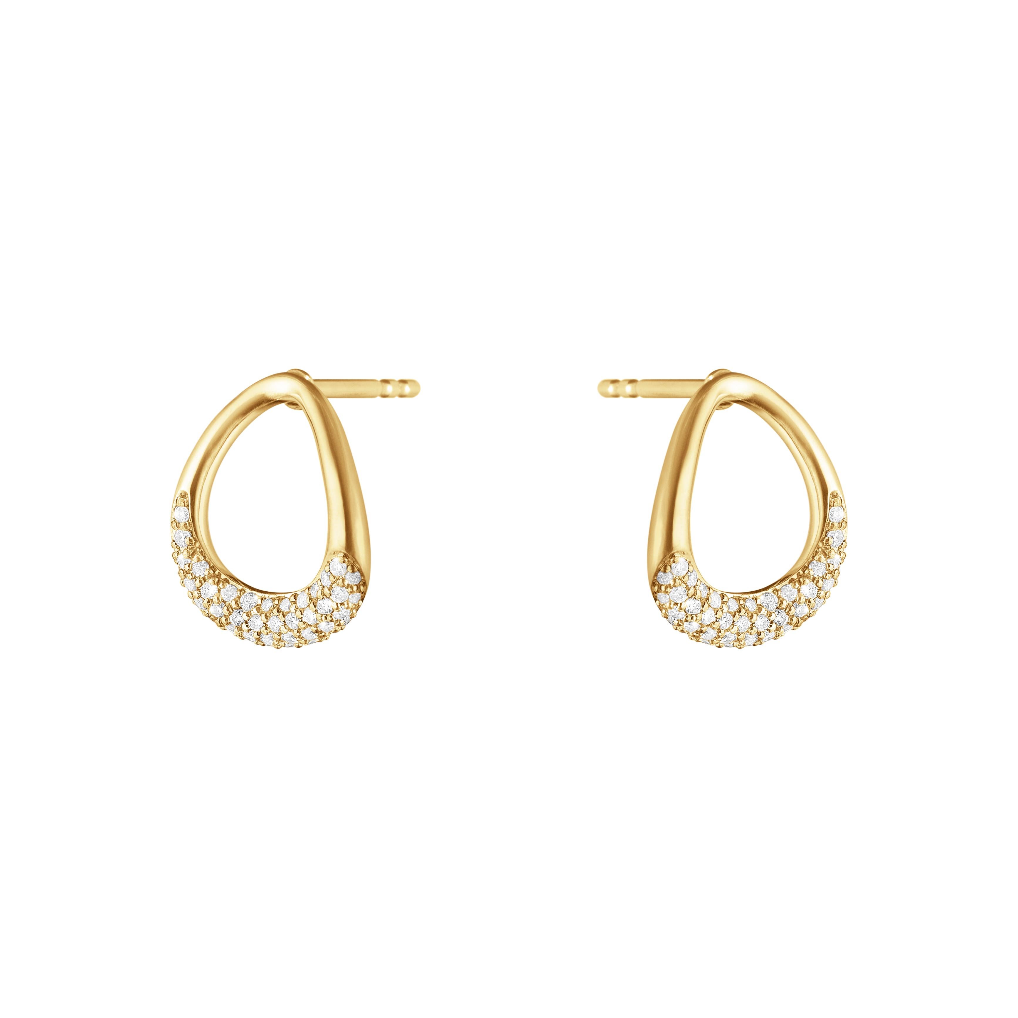 Women's Offspring Earstud 1433D Yellow Gold Diamond Pave 0.19 For Sale