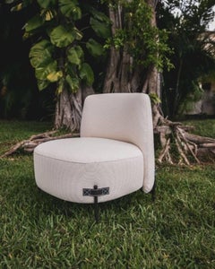 Armchair Breeze, Off white, Faux Leather Details