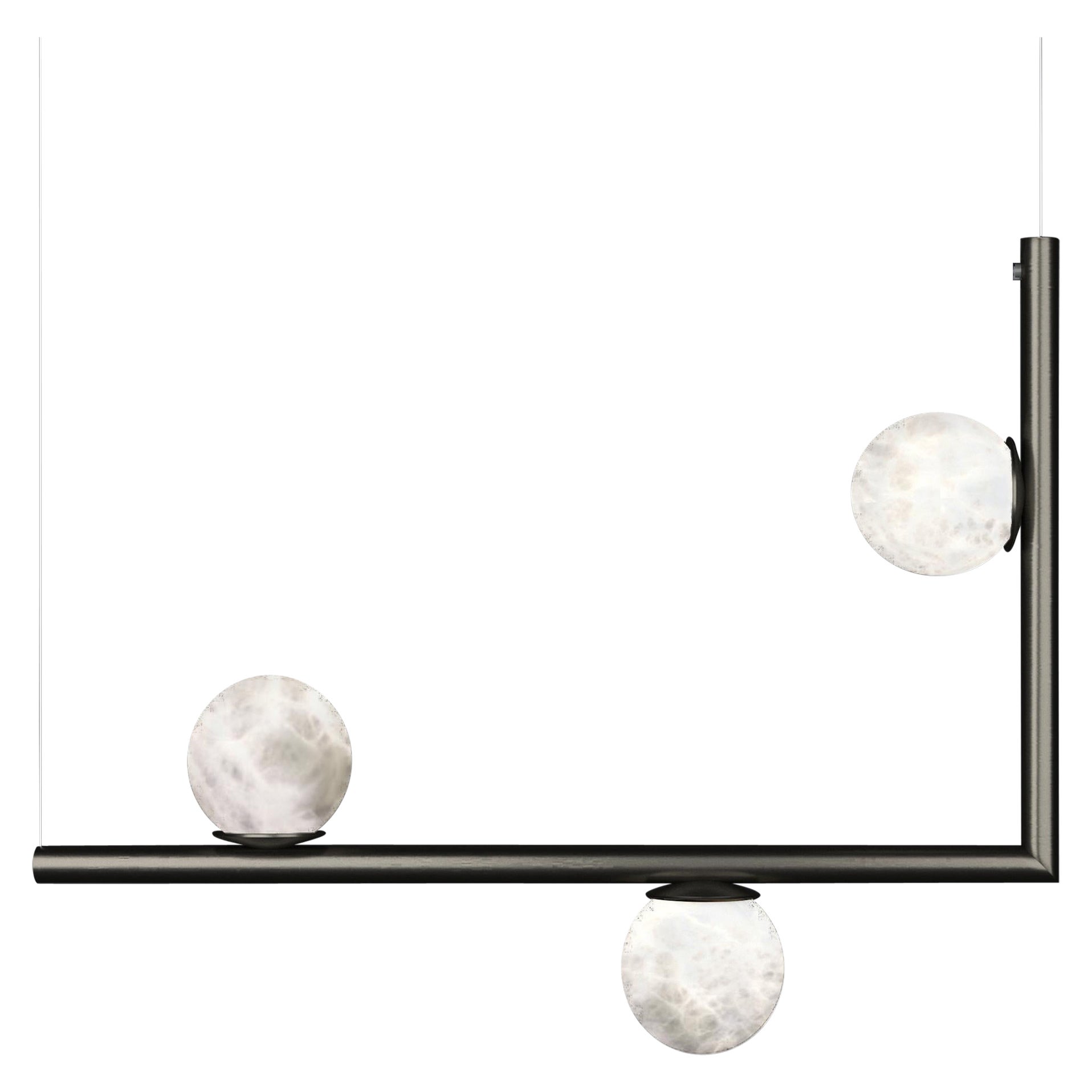 Ofione 1 Lampe à suspension en métal noir brossé par Alabastro Italiano