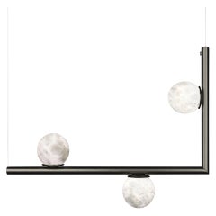 Ofione 1 Lampe à suspension en métal noir brossé par Alabastro Italiano