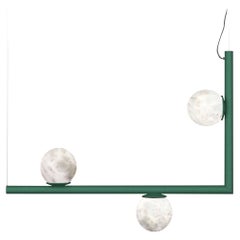 Lampada a sospensione in metallo verde Ofione 1 Freedom di Alabastro Italiano