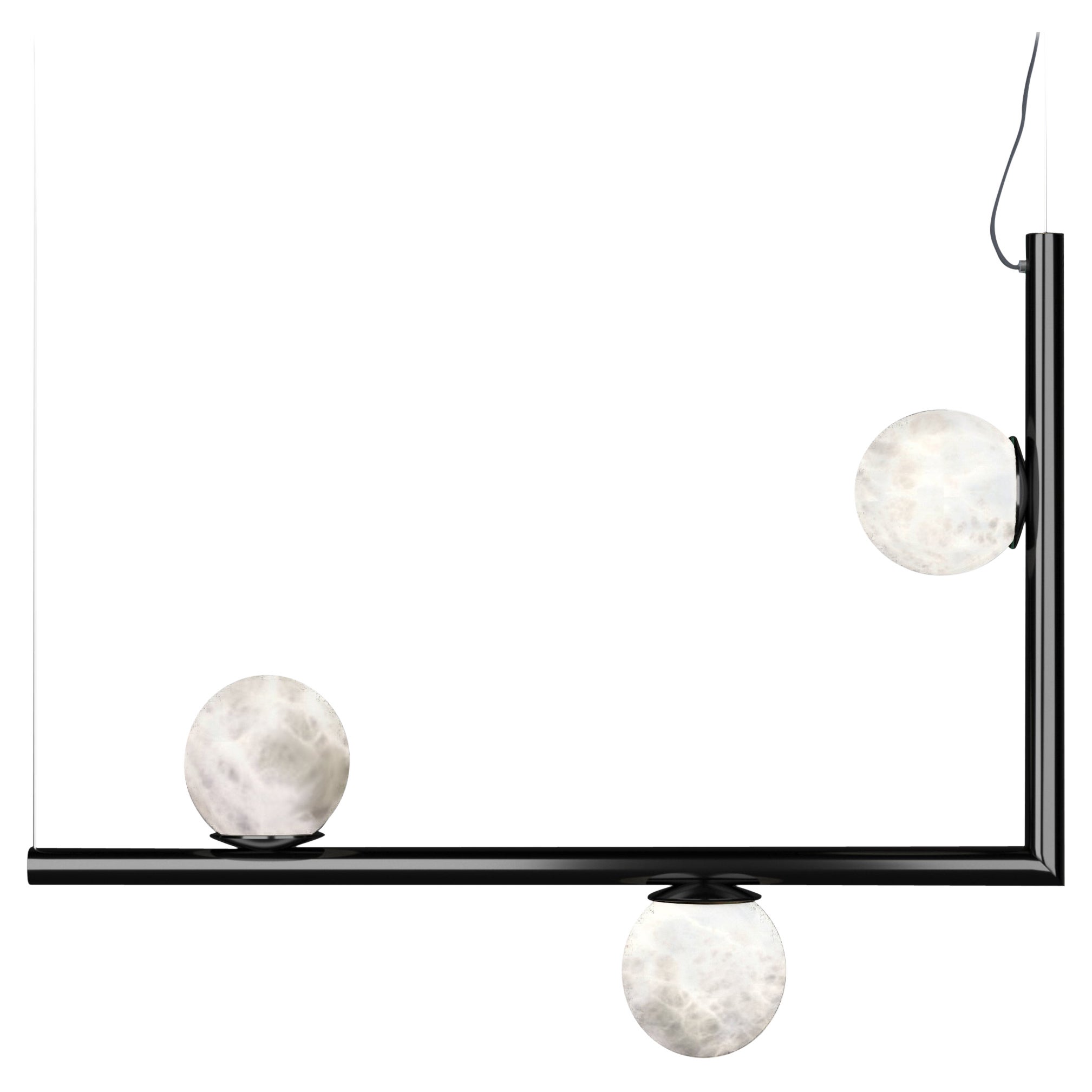 Ofione 1 Lampe pendante en métal noir brillant par Alabastro Italiano