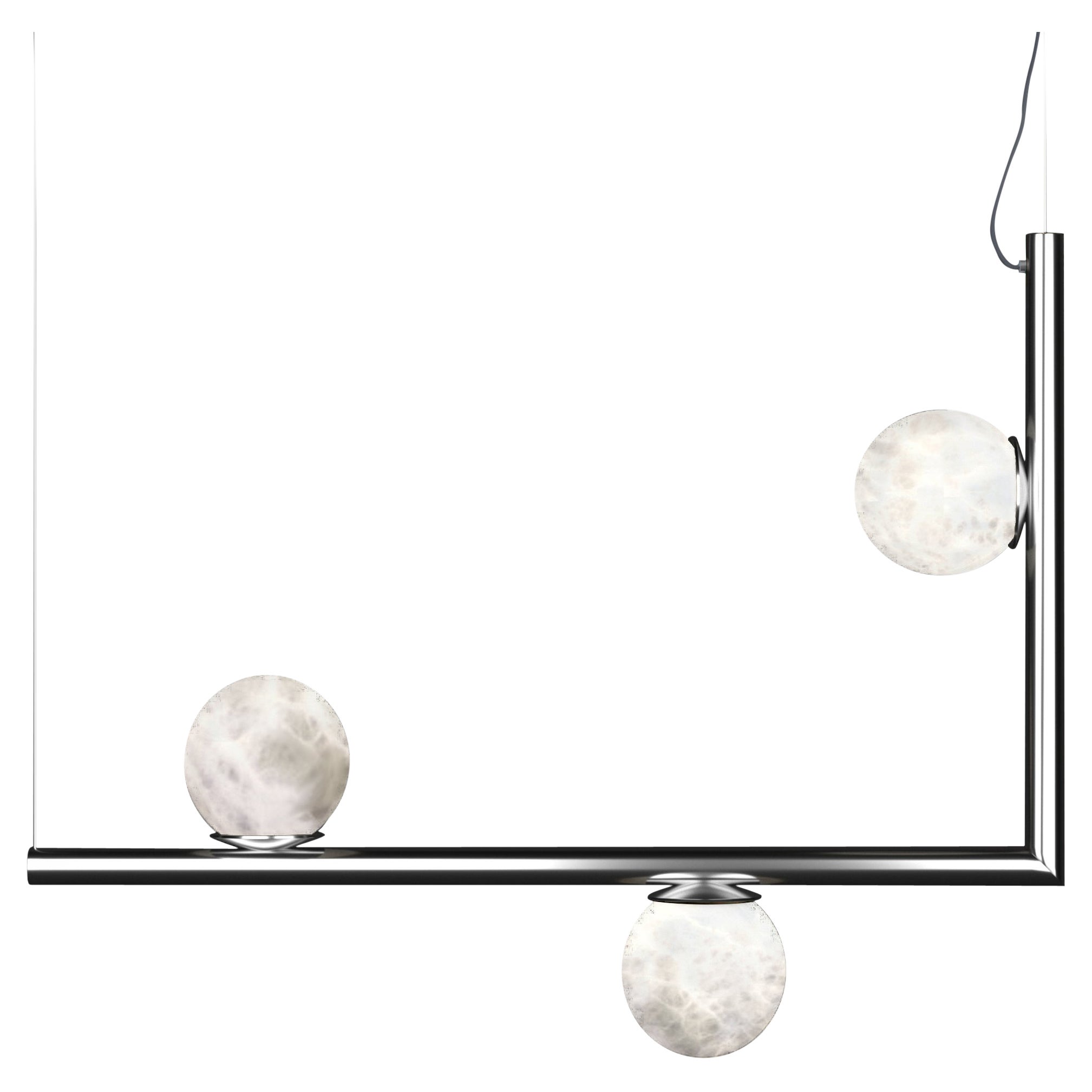Ofione 1 Lampe à suspension en métal A Silver brillant par Alabastro Italiano