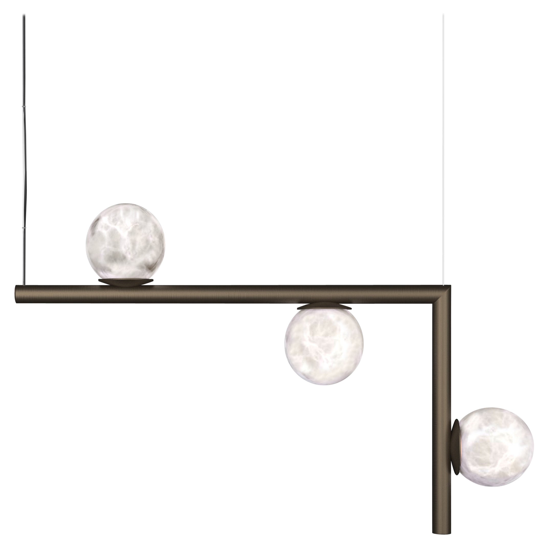 Lámpara colgante Ofione 2 de metal pulido cepillado by Alabastro Italiano