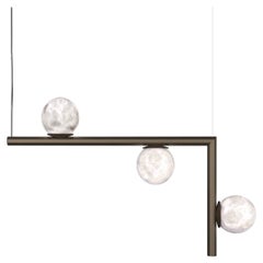 Lámpara colgante Ofione 2 de metal pulido cepillado by Alabastro Italiano