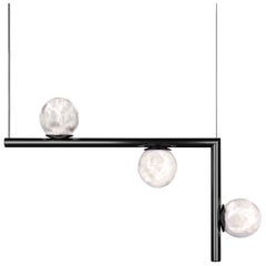 Ofione 2 Lampe pendante en métal noir brillant par Alabastro Italiano