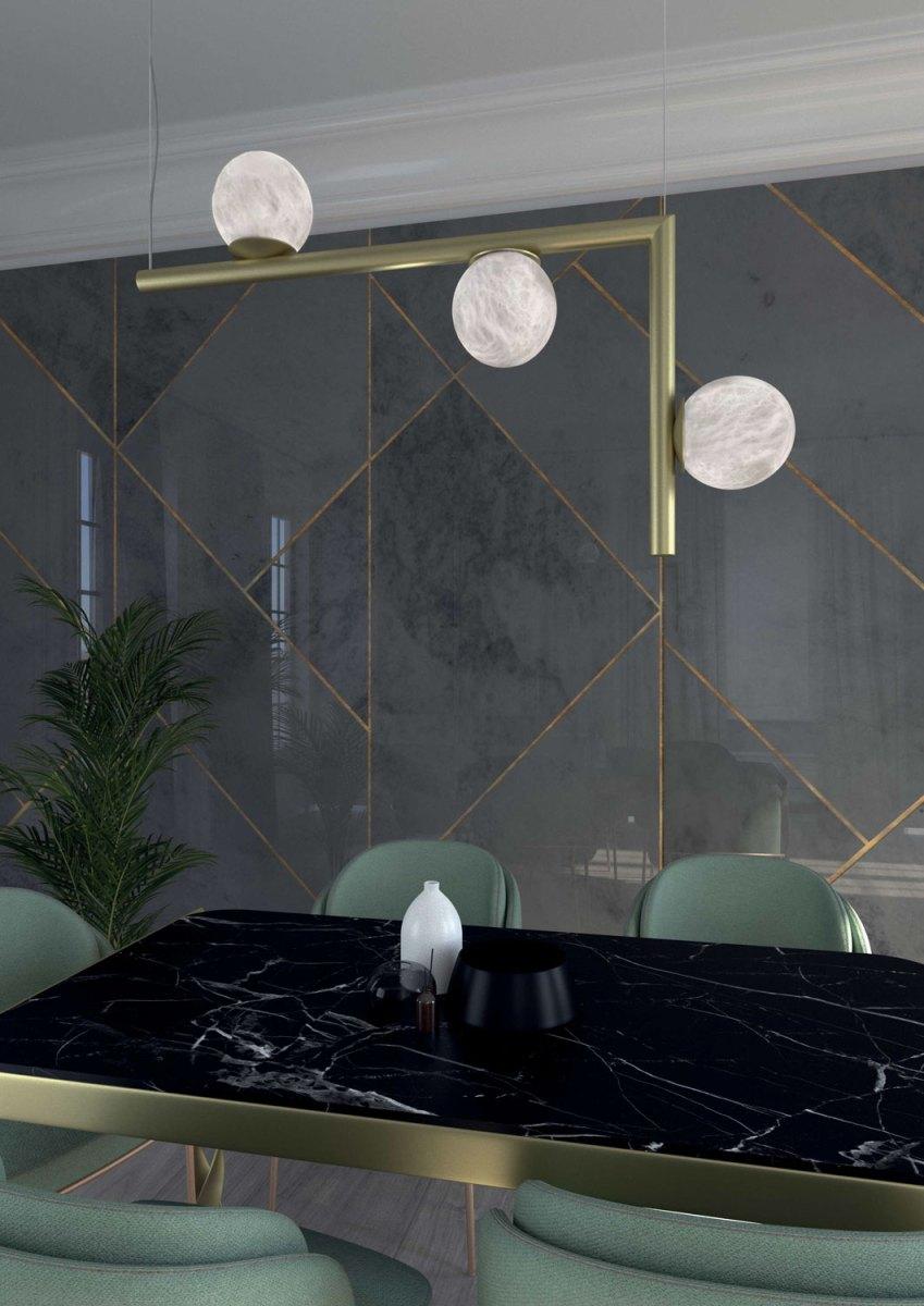 Autre Ofione 2 Lampe à suspension en métal doré brillant par Alabastro Italiano en vente