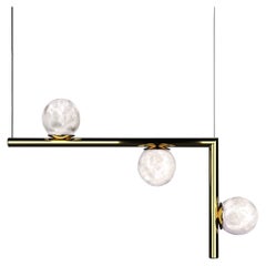 Ofione 2 Lámpara colgante de metal dorado brillante by Alabastro Italiano