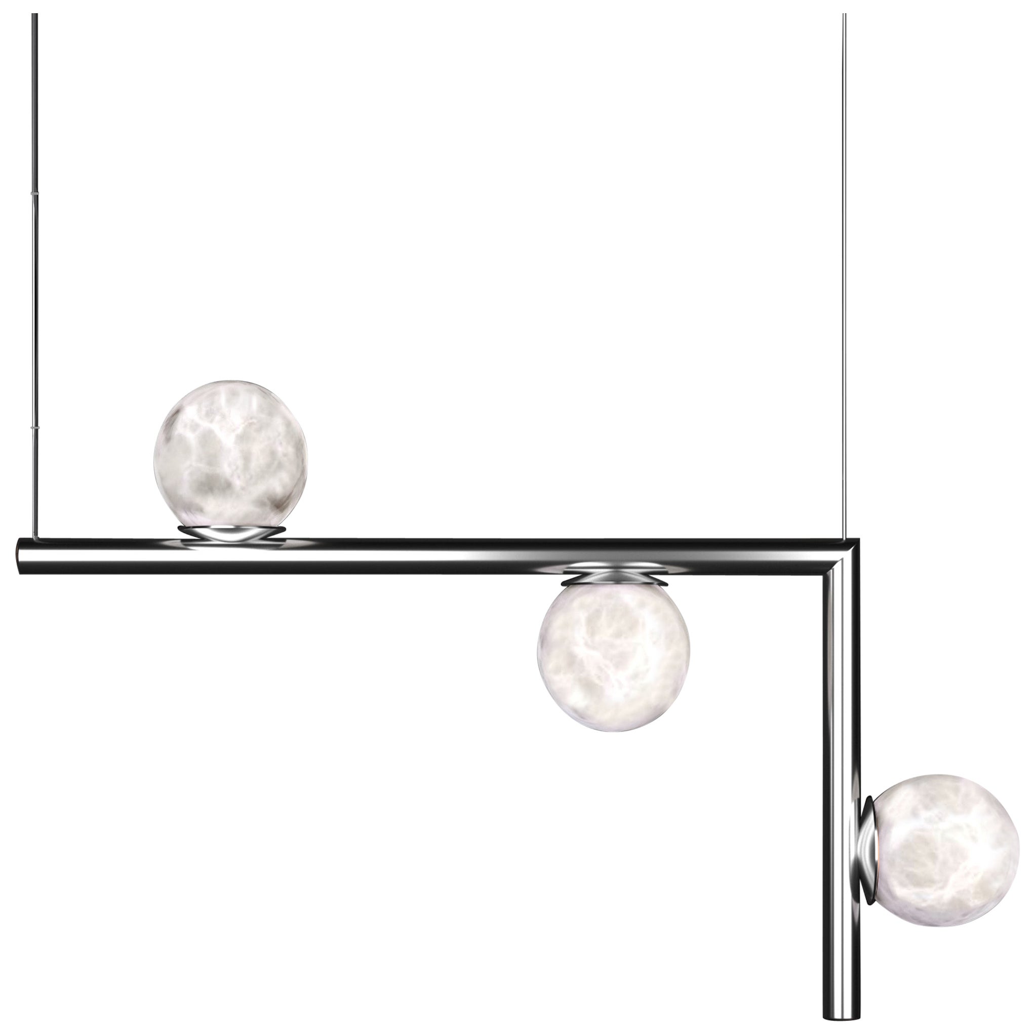 Ofione 2 Lampe à suspension en métal A Silver brillant par Alabastro Italiano