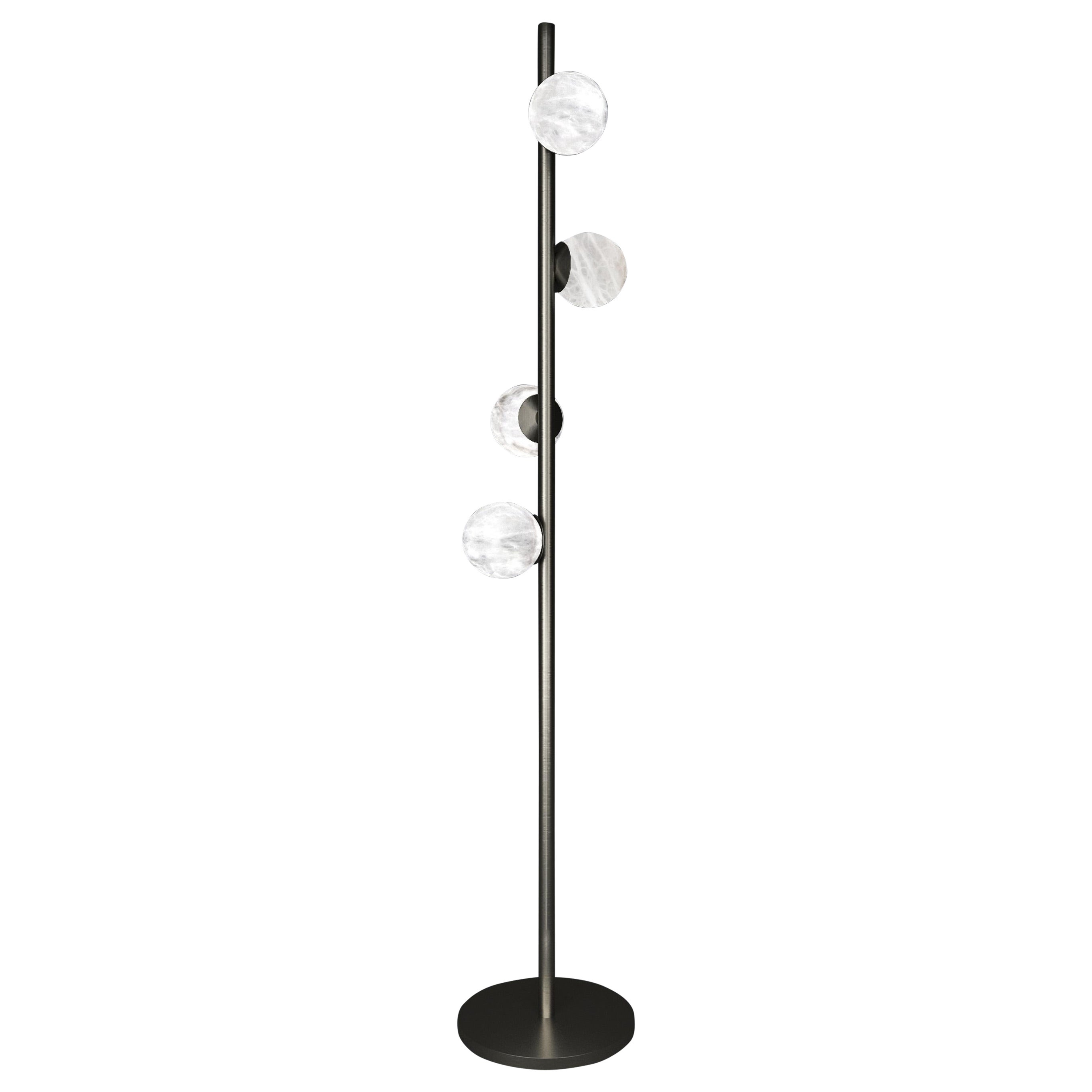 Lámpara de pie de metal negro cepillado Ofione by Alabastro Italiano