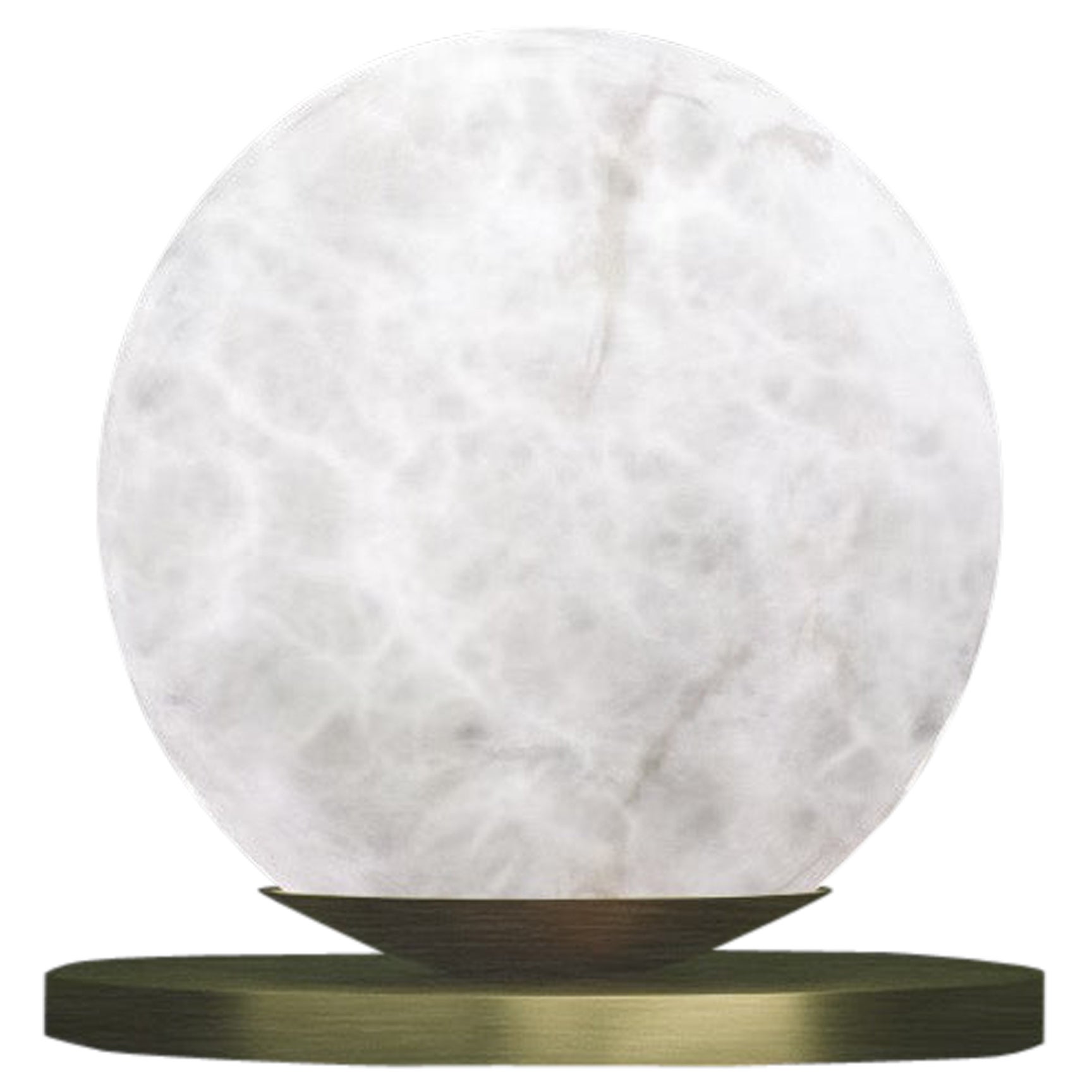 Lampada da tavolo Ofione in ottone spazzolato di Alabastro Italiano
