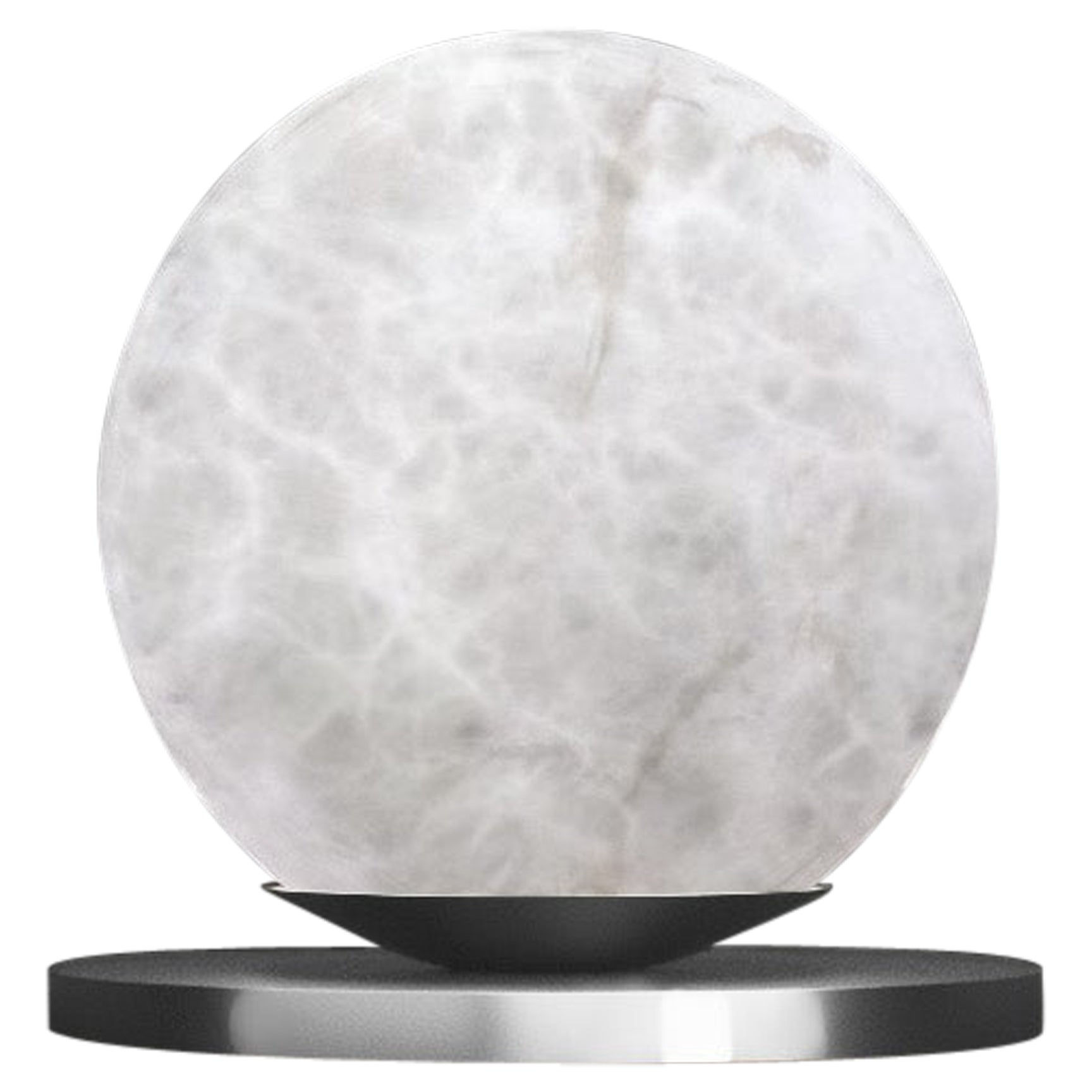 Lámpara de mesa Ofione de metal plateado brillante by Alabastro Italiano