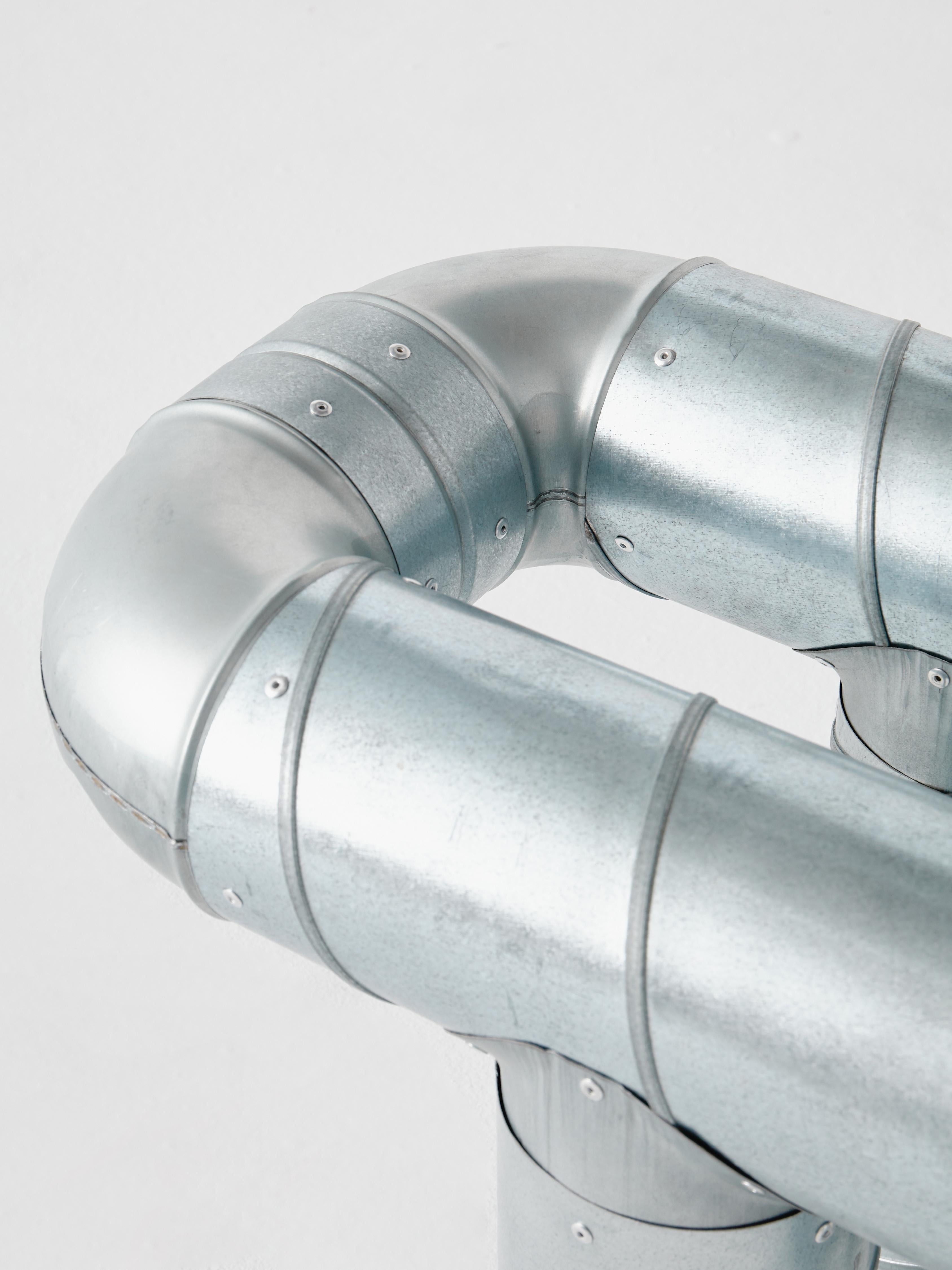 Spanish O.F.I.S Series, Reclaimed Tubular Steel Stool by Lucas Muñoz Muñoz For Sale