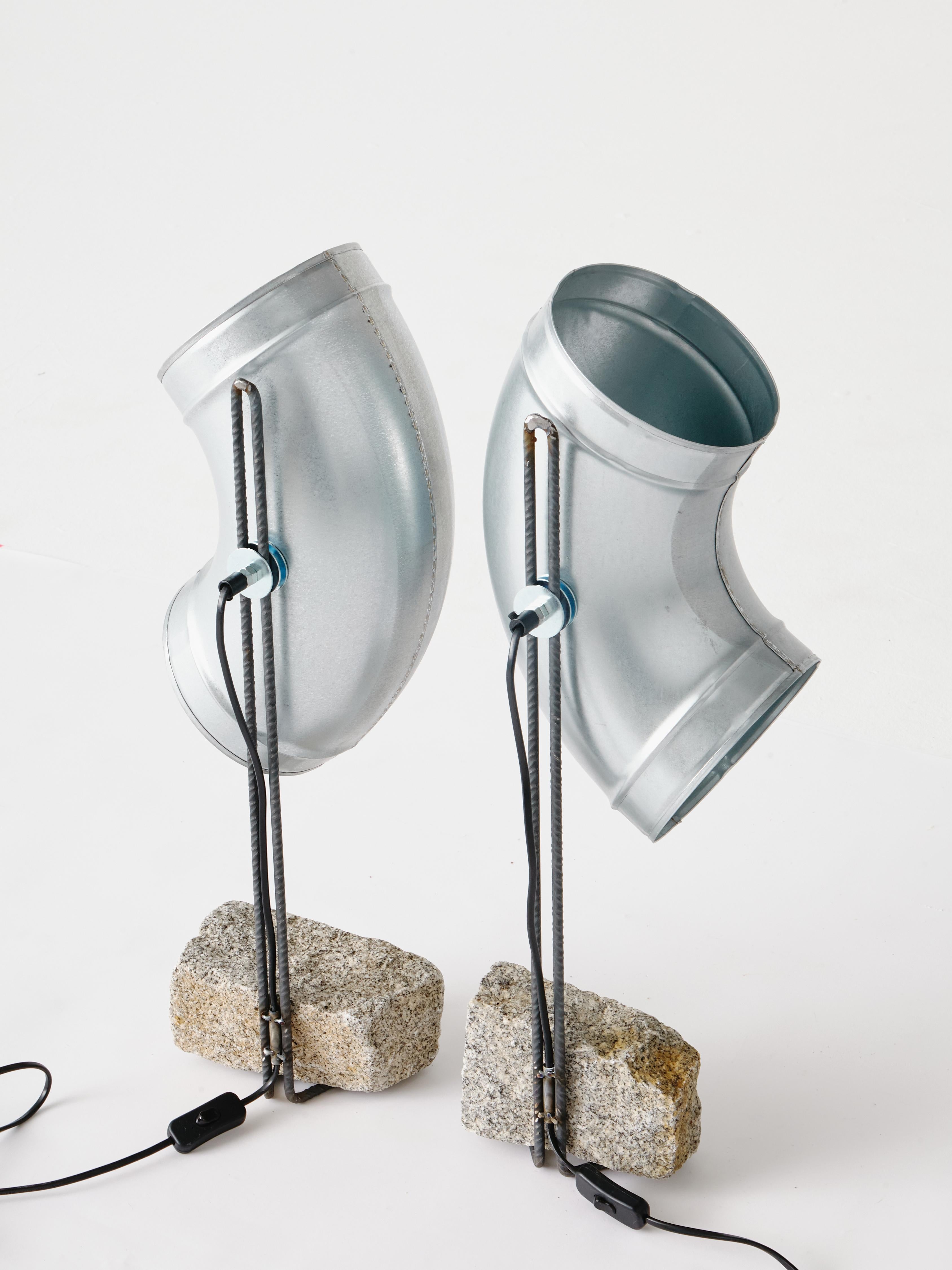 Spanish O.F.I.S Series, Reclaimed Tubular Steel Table Lamp by Lucas Muñoz Muñoz  For Sale