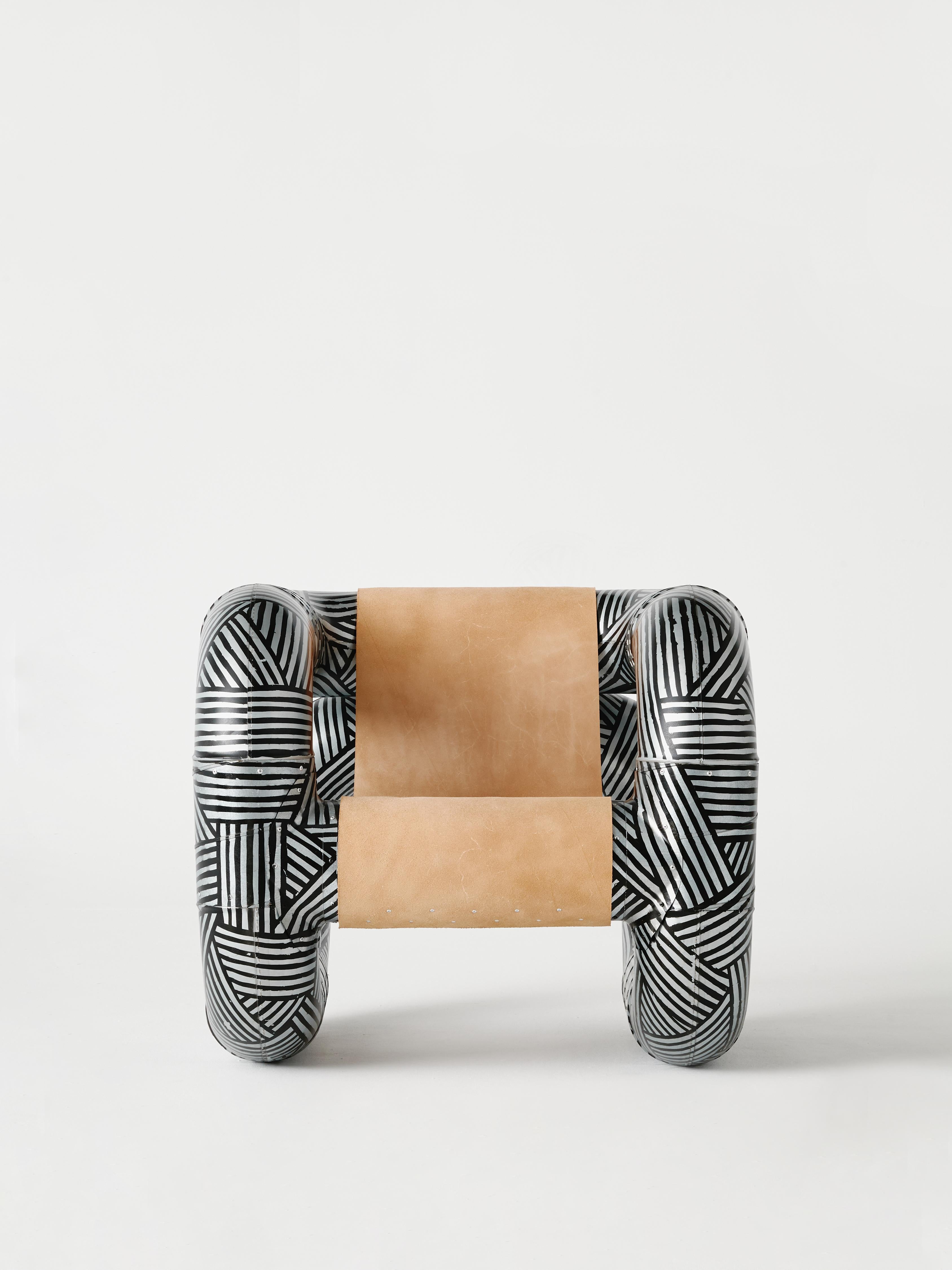 This Antigoon Tubular Steel Armchair forms part of the Series O.F.I.S (Objects From Intersticial Space), an ongoing research of industrial material's potential for narrative. Muñoz designed this Tubular Armchair as an exploration of the structural