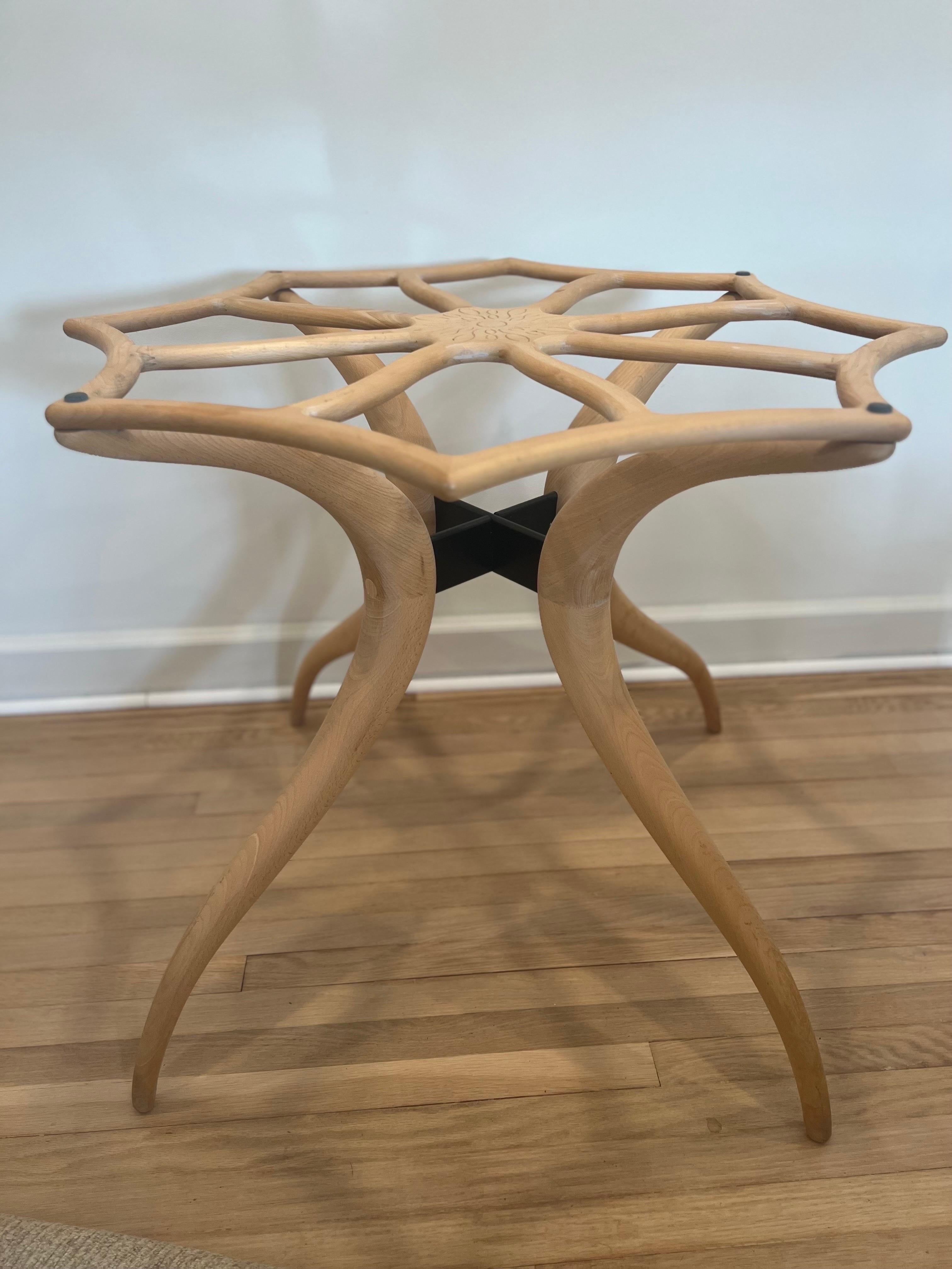 Handmade custom dining table. Raw organic unstained.
Sculptural bentwood legs with small iron stretcher in the center.
Does not include top. We currently have it with a piece of stone on top and it looks amazing, but would also look great with