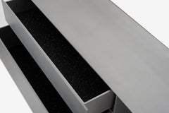 OG Wall-Mounted Shelf with Drawers in Waxed Aluminum Plate by Jonathan Nesci