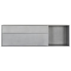 OG Wall-Mounted Shelf with Drawers in Waxed Aluminum Plate by Jonathan Nesci