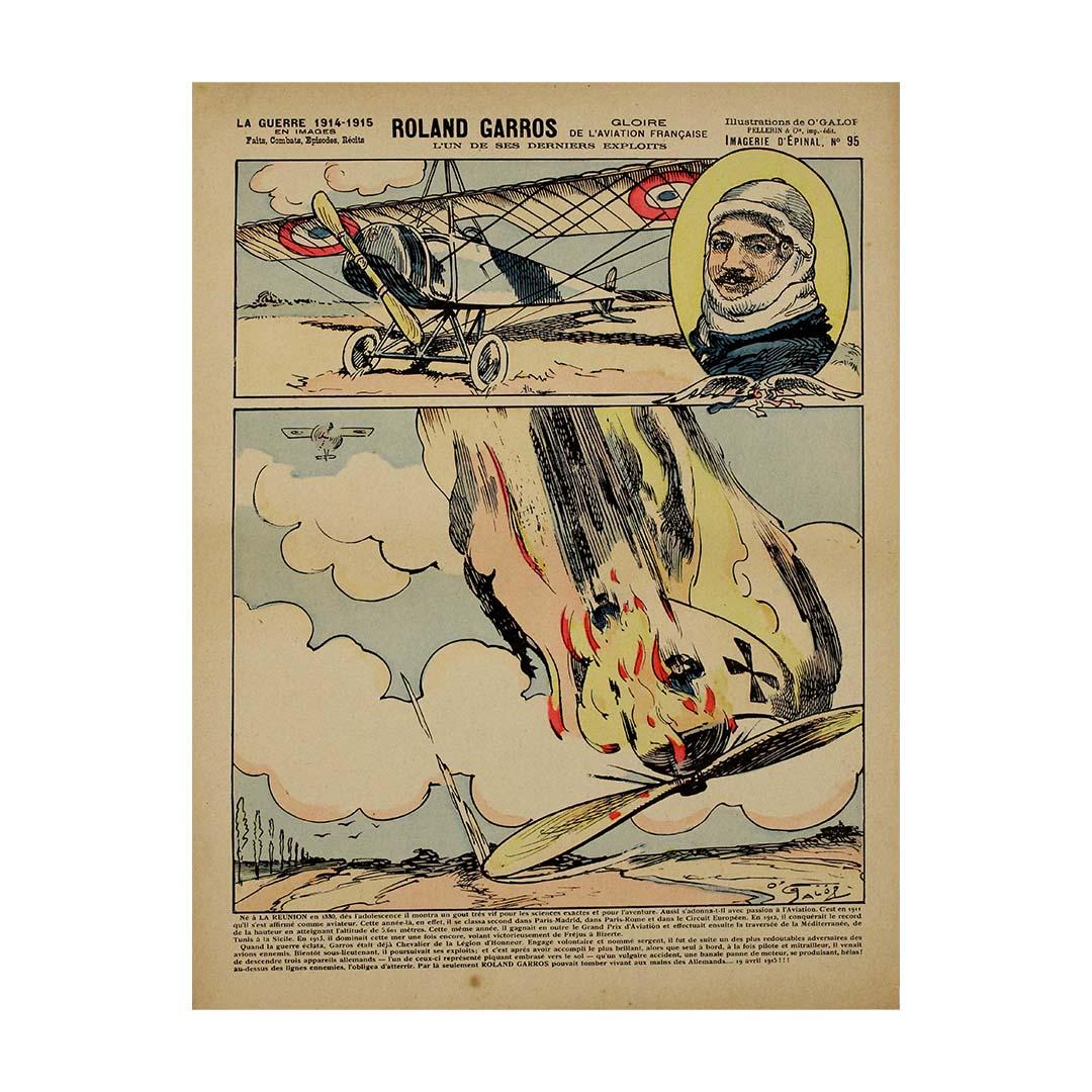 1915 Imagerie d'Épinal N. 15 de O'Galop para la gesta final de Roland Garros en venta 3