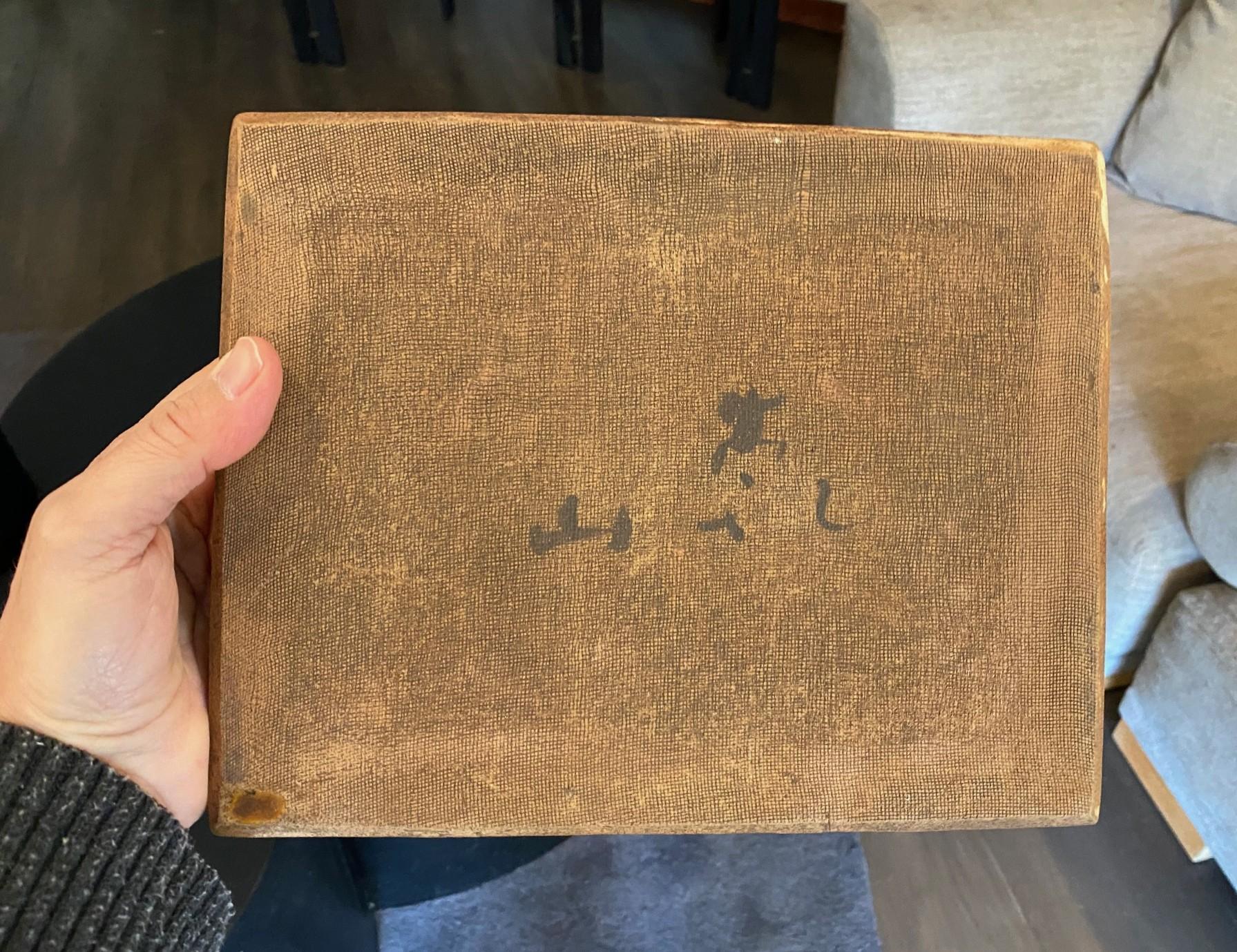 Ogata Kenzan Bandeja de cerámica japonesa Edo pintada a mano Plato de té con caja en venta 9