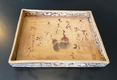 Ogata Kenzan Signed Japanese Edo Pottery Hand Painted Tea Plate Tray With Box