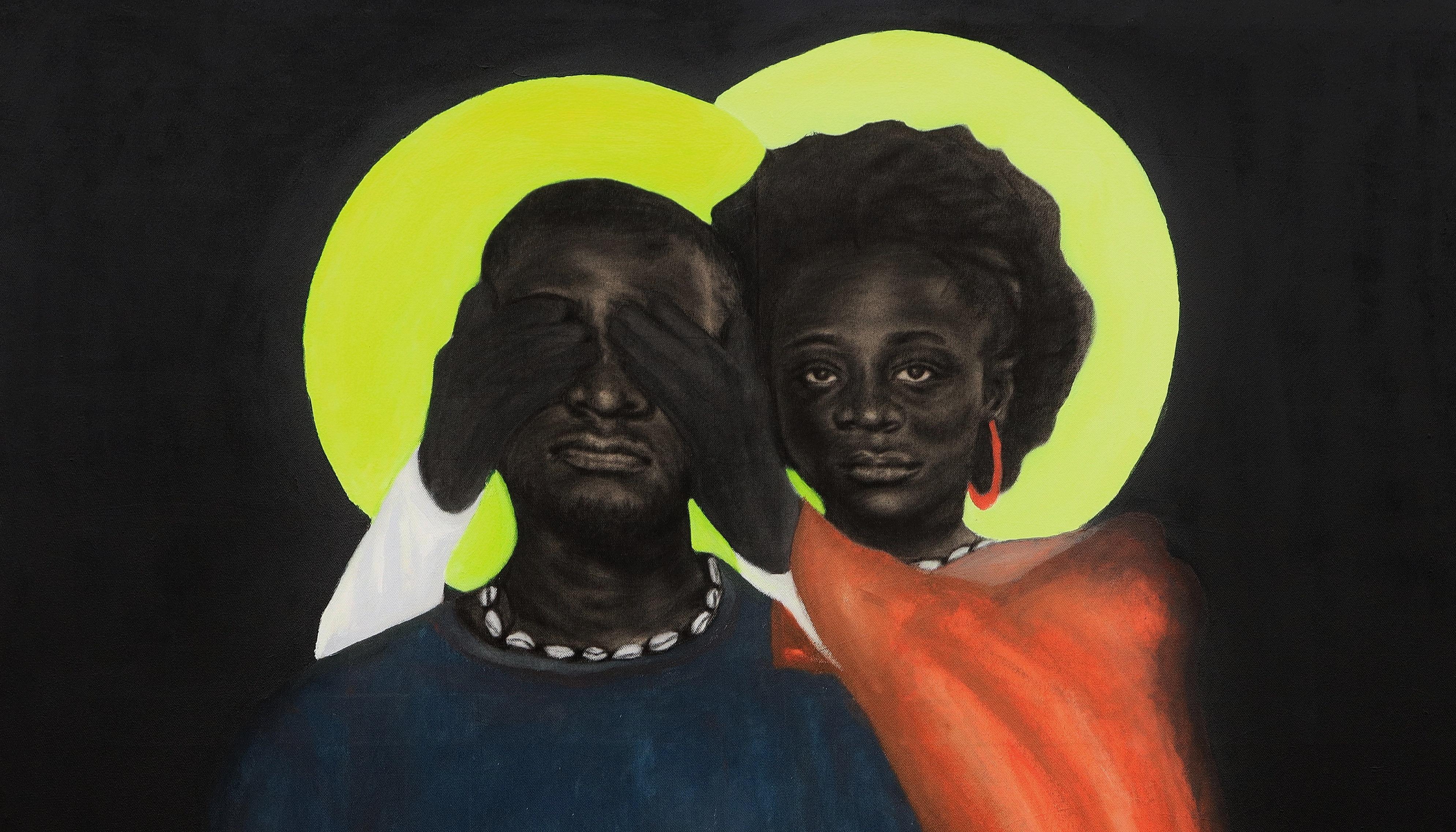 Black Girl Magic -Siglo XXI, Contemporáneo, Retrato Figurativo, Amor, Pareja - Painting de Ogbonna Francis