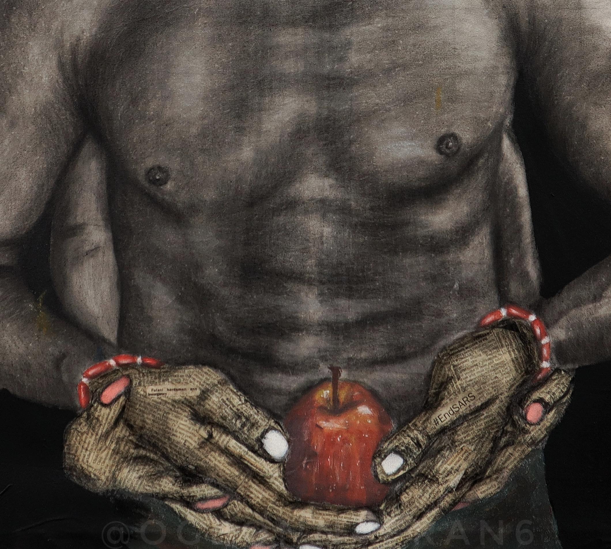 Nuevo Comienzo -Siglo XXI, Contemporáneo, Retrato Figurativo, Amor, Pareja - Figurative Painting Negro de Ogbonna Francis