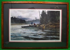 Vintage "Dry Fly Fishing For Salmon Print" 1982 by Ogden M. Pleissner (SIGNED)