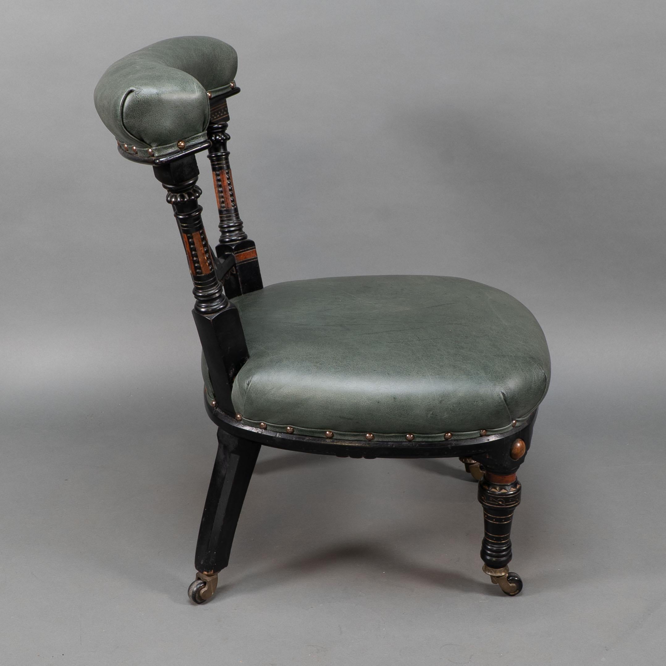 Ogdens Of Manchester. An Aesthetic Movement Ebonized & Parcel Gilt Nursing Chair In Good Condition For Sale In London, GB