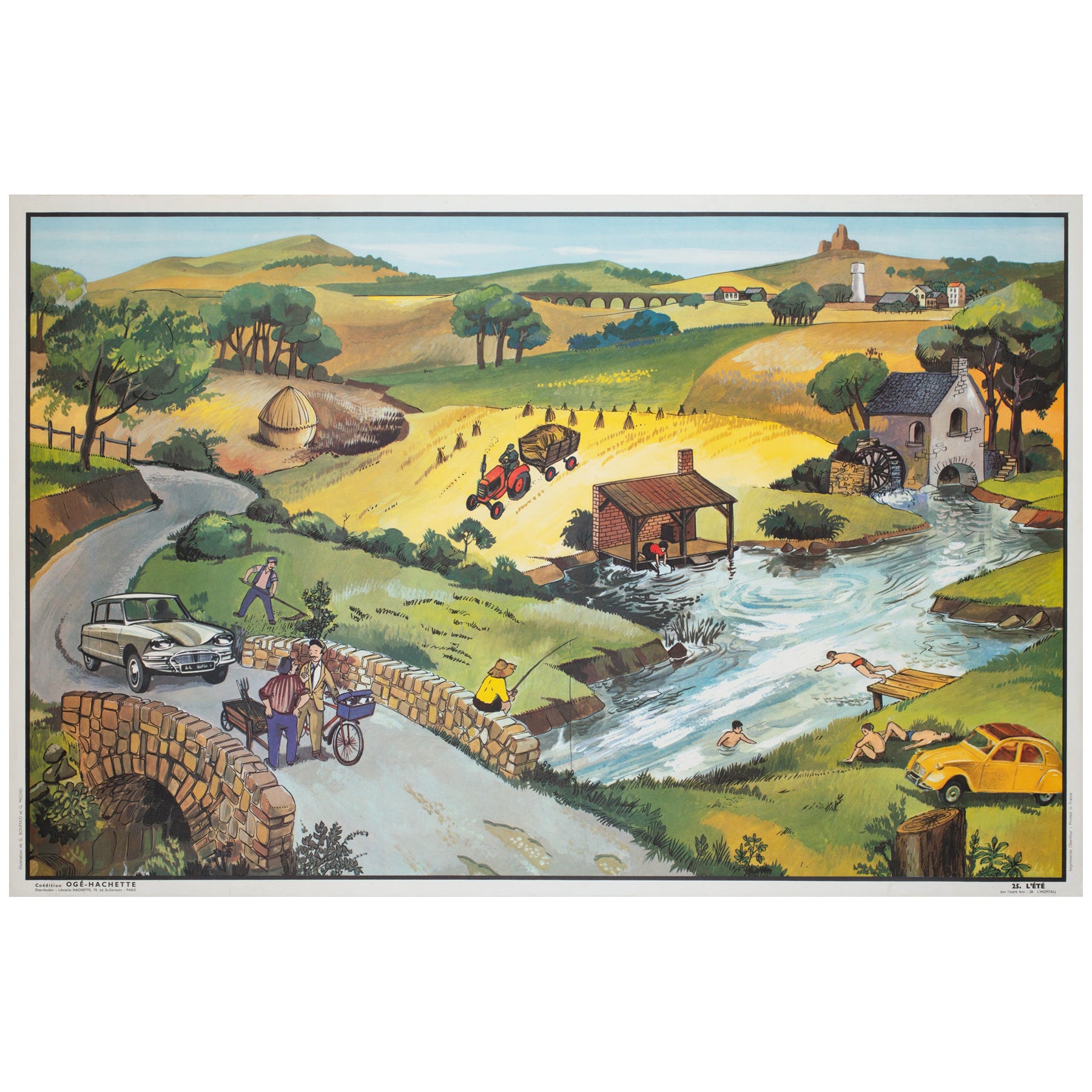OGE HACHETTE 1960s French double sided EDUCATIONAL POSTER - NO.S 25 & 28