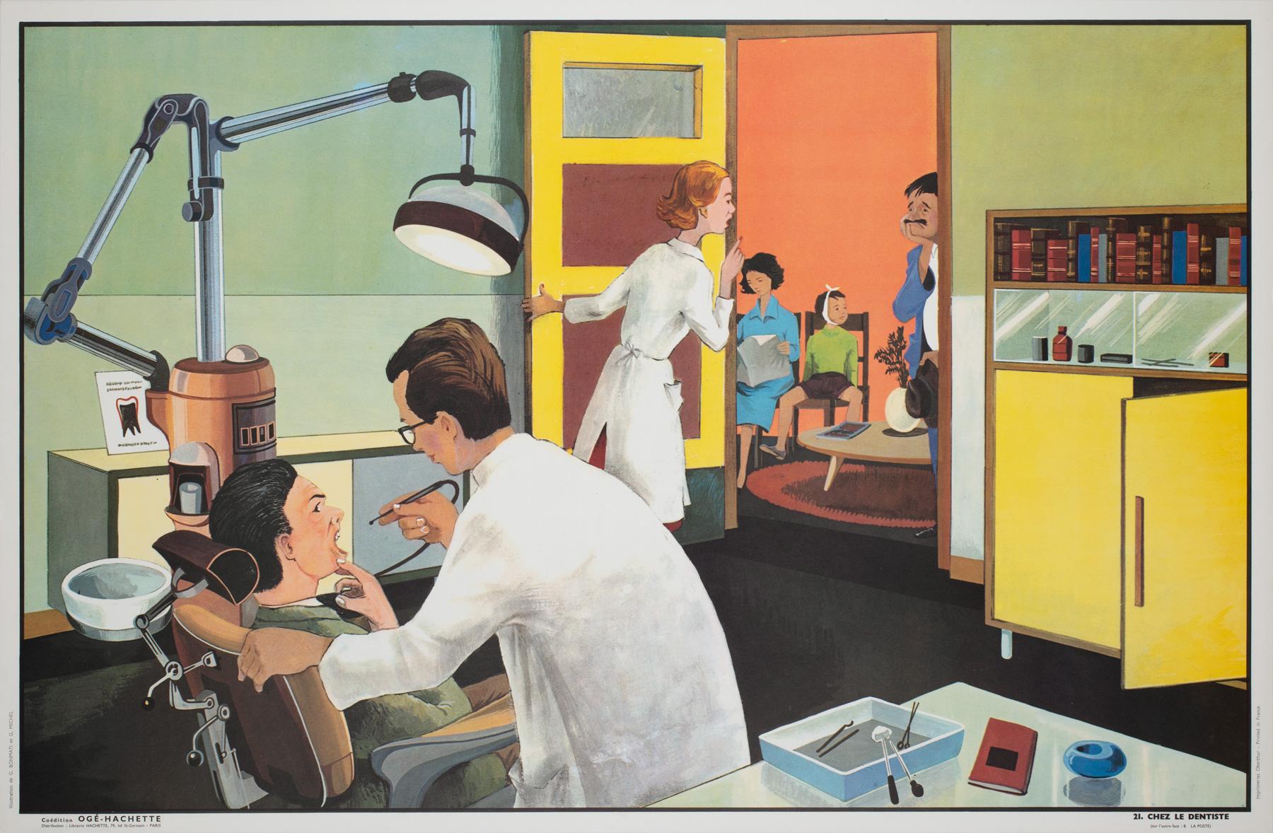 PÓSTER EDUCATIVO FRANCÉS DE DOBLE CARA OGE HACHETTE 1960 - NºS 8 Y 21 Francés en venta