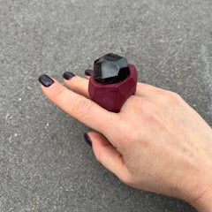 O'Gem Geometric Garnet Ceramic Statement Ring, One-of-a-Kind, Unisex